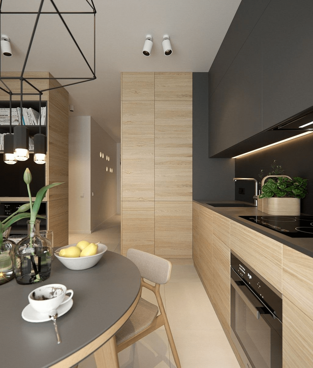 Bếp hiện đại nhẹ nhàng  bàn ăn liền-min